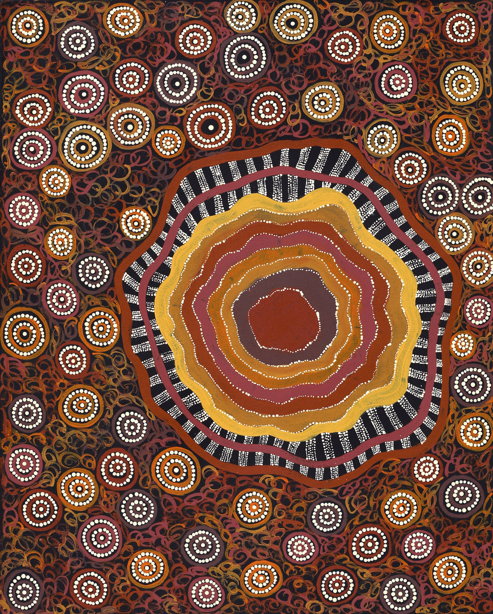 Aboriginal Art by Norissa Nampijinpa Watson, Ngapa Jukurrpa (Water Dreaming) - Puyurru, 76x61cm - ART ARK®