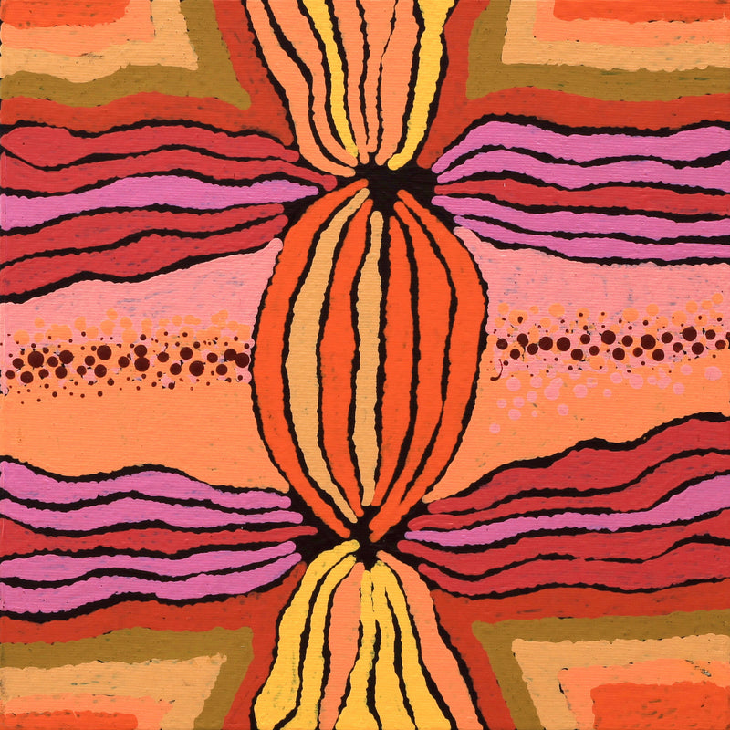 Aboriginal Artwork by Norissa Nampijinpa Watson, Ngapa Jukurrpa - Puyurru, 30x30cm