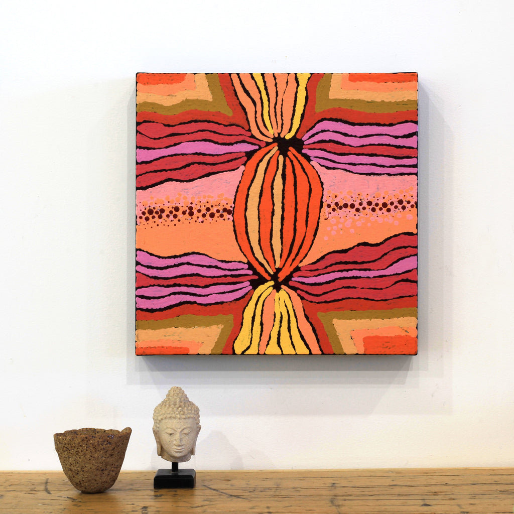 Aboriginal Artwork by Norissa Nampijinpa Watson, Ngapa Jukurrpa - Puyurru, 30x30cm