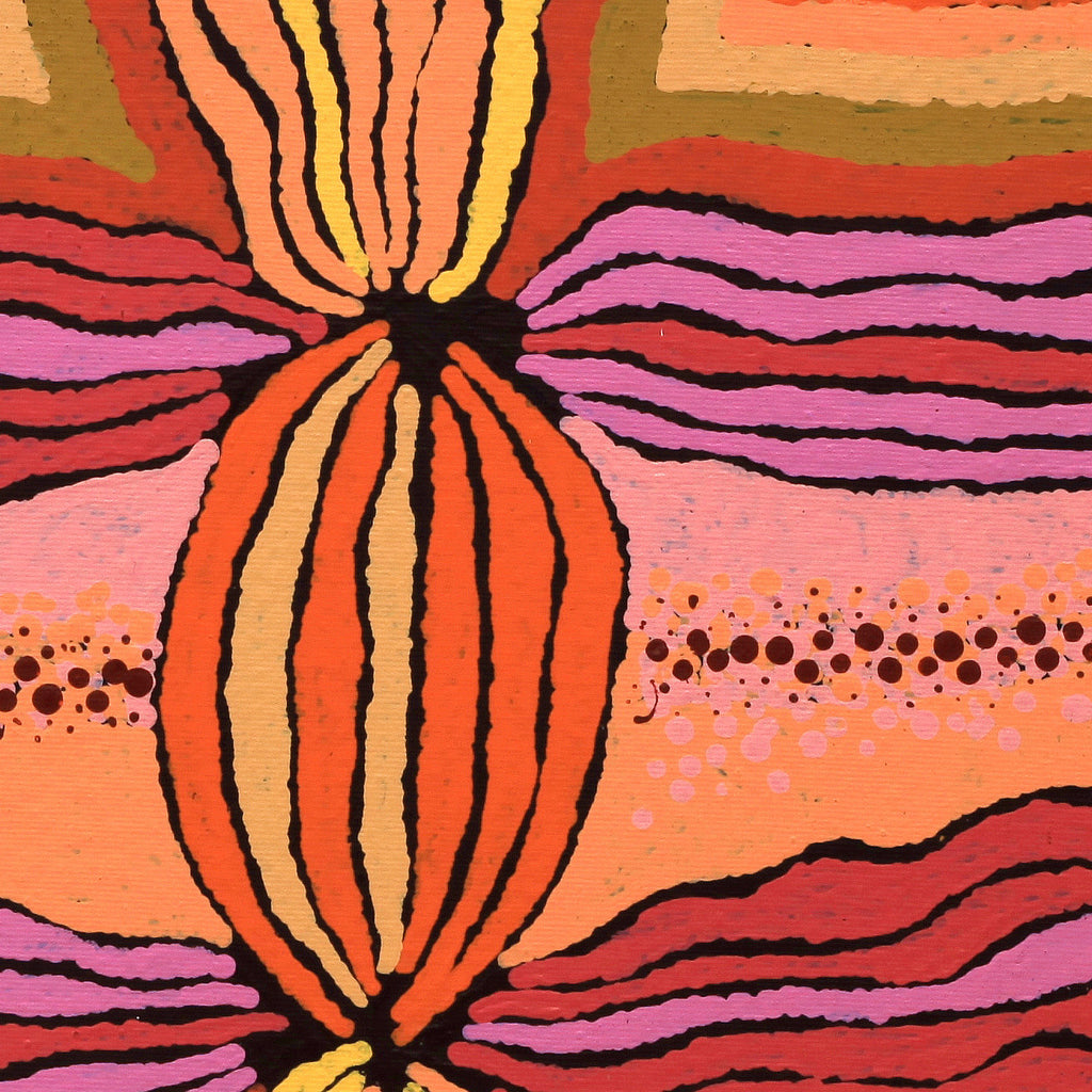 Aboriginal Artwork by Norissa Nampijinpa Watson, Ngapa Jukurrpa - Puyurru, 30x30cm