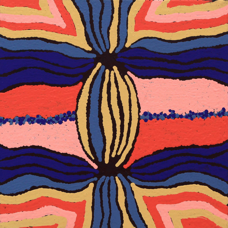 Aboriginal Artwork by Norissa Nampijinpa Watson, Ngapa Jukurrpa - Puyurru, 30x30cm