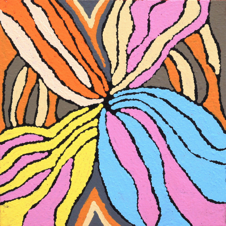 Aboriginal Artwork by Norissa Nampijinpa Watson, Ngapa Jukurrpa - Puyurru, 30x30cm