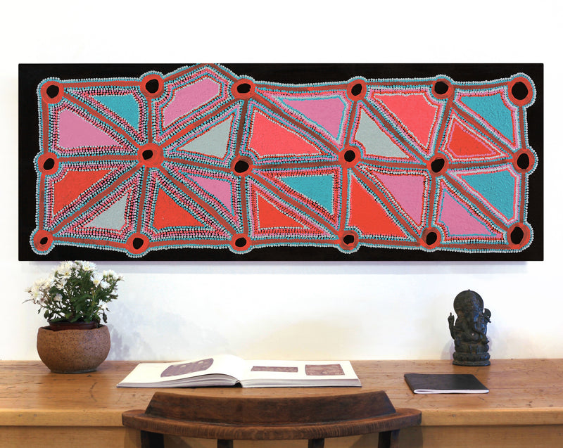 Aboriginal Artwork by Norma Baker, Minyma Kutjara, 122x46cm