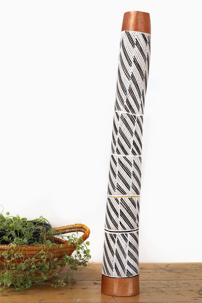 Aboriginal Artwork by Norman Wilfred, Hollow Coffin Log, 66cm