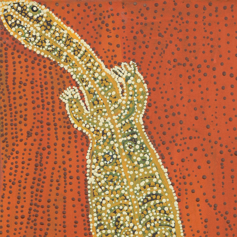 Aboriginal Artwork by Nyanu Watson, Perentieman Tjukurrpa, 91x45cm