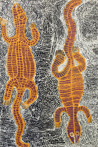 Aboriginal Artwork by Nyanu Watson, Wati Ngintaka Tjukurpa, 91x61cm