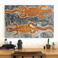 Aboriginal Artwork by Nyanu Watson, Wati Ngintaka Tjukurpa, 91x61cm