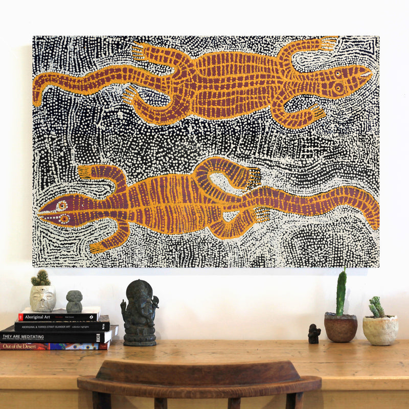 Aboriginal Artwork by Nyanu Watson, Wati Ngintaka Tjukurpa, 91x61cm