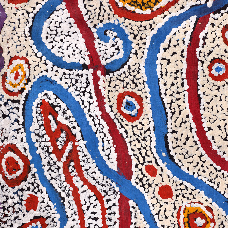 Aboriginal Artwork by Ormay Nangala Gallagher, Yankirri Jukurrpa (Emu Dreaming) - Ngarlikurlangu, 107x46cm