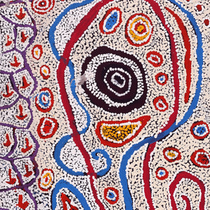 Aboriginal Artwork by Ormay Nangala Gallagher, Yankirri Jukurrpa (Emu Dreaming) - Ngarlikurlangu, 107x46cm - ART ARK®