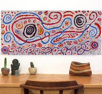 Aboriginal Art by Ormay Nangala Gallagher, Yankirri Jukurrpa (Emu Dreaming) - Ngarlikurlangu, 107x46cm - ART ARK®