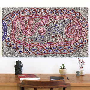 Aboriginal Art by Ormay Nangala Gallagher, Yankirri Jukurrpa (Emu Dreaming) - Ngarlikurlangu, 107x61cm - ART ARK®