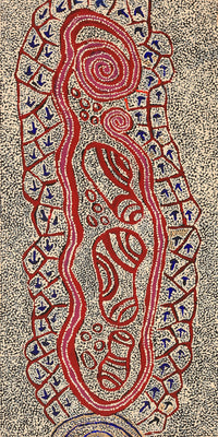 Aboriginal Artwork by Ormay Nangala Gallagher, Yankirri Jukurrpa (Emu Dreaming) - Ngarlikurlangu, 122x61cm