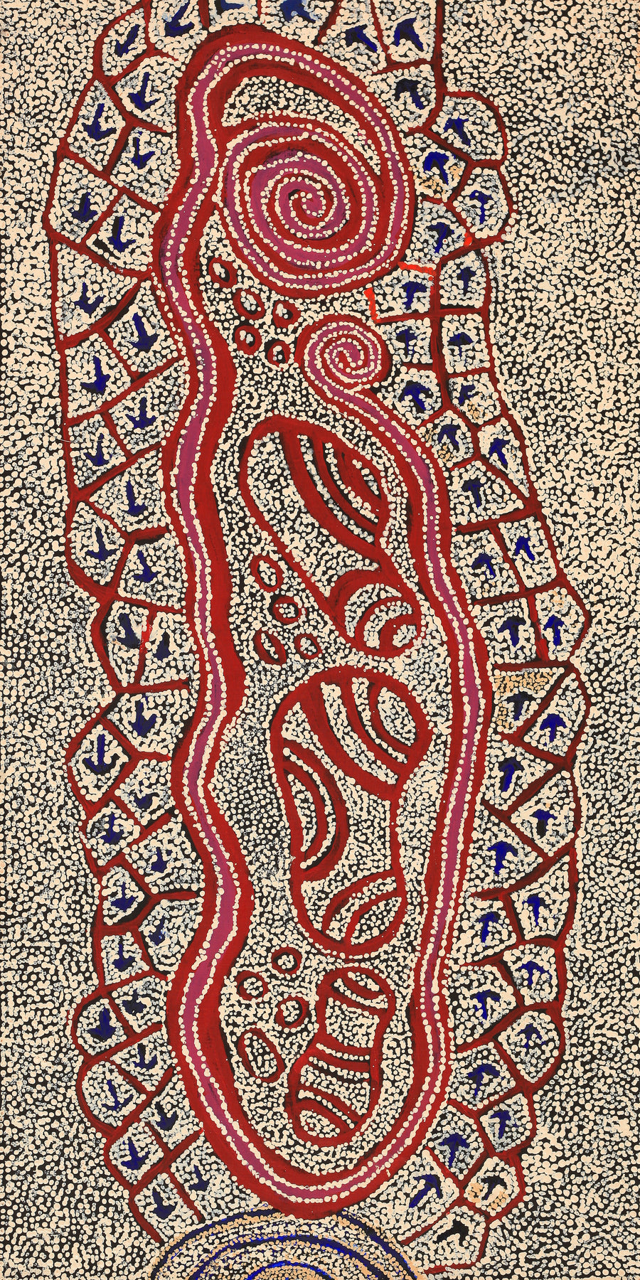 Aboriginal Artwork by Ormay Nangala Gallagher, Yankirri Jukurrpa (Emu Dreaming) - Ngarlikurlangu, 122x61cm