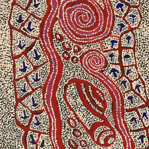 Aboriginal Art by Ormay Nangala Gallagher, Yankirri Jukurrpa (Emu Dreaming) - Ngarlikurlangu, 122x61cm - ART ARK®