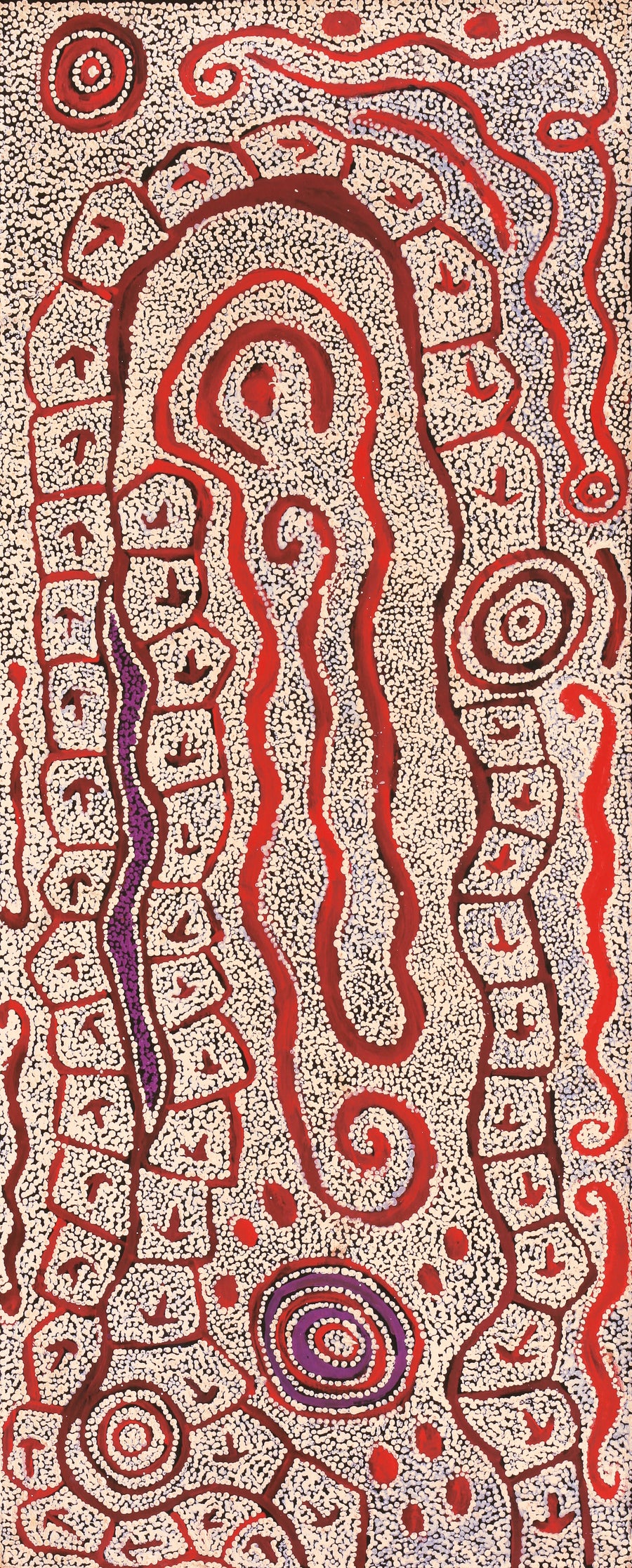 Aboriginal Artwork by Ormay Nangala Gallagher, Yankirri Jukurrpa (Emu Dreaming) - Ngarlikurlangu, 152x61cm