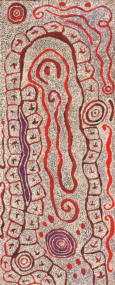 Aboriginal Artwork by Ormay Nangala Gallagher, Yankirri Jukurrpa (Emu Dreaming) - Ngarlikurlangu, 152x61cm