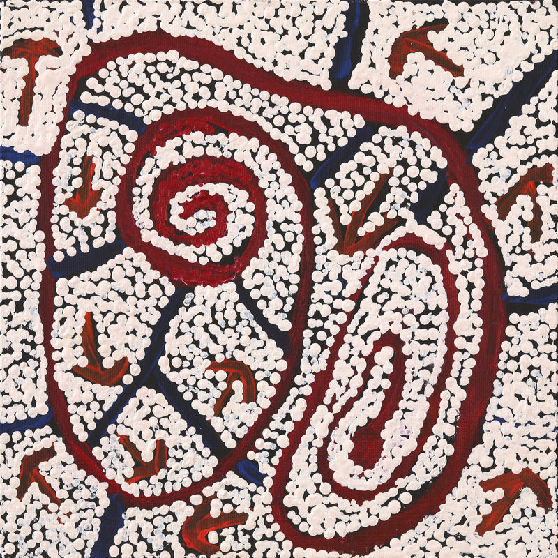 Aboriginal Artwork by Ormay Nangala Gallagher, Yankirri Jukurrpa (Emu Dreaming) - Ngarlikurlangu, 30x30cm