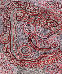 Aboriginal Artwork by Ormay Nangala Gallagher, Yankirri Jukurrpa (Emu Dreaming) - Ngarlikurlangu, 91x76cm