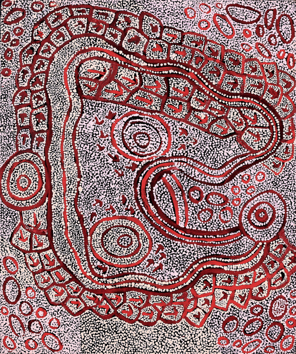 Aboriginal Art by Ormay Nangala Gallagher, Yankirri Jukurrpa (Emu Dreaming) - Ngarlikurlangu, 91x76cm - ART ARK®