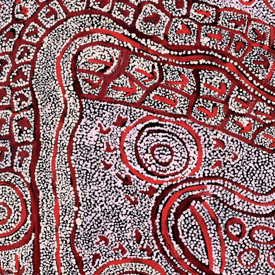 Aboriginal Artwork by Ormay Nangala Gallagher, Yankirri Jukurrpa (Emu Dreaming) - Ngarlikurlangu, 91x76cm
