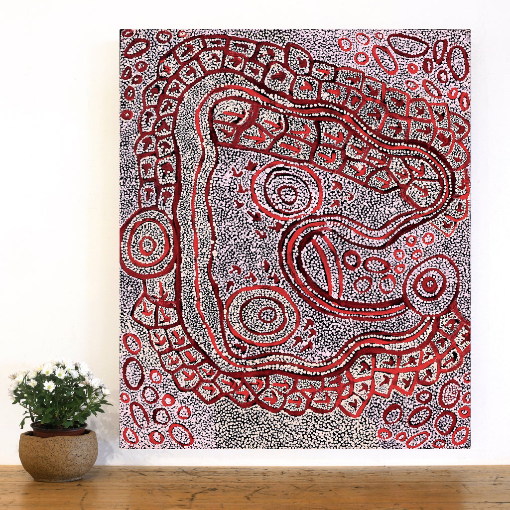 Aboriginal Art by Ormay Nangala Gallagher, Yankirri Jukurrpa (Emu Dreaming) - Ngarlikurlangu, 91x76cm - ART ARK®