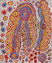 Aboriginal Artwork by Ormay Nangala Gallagher, Yankirri Jukurrpa (Emu Dreaming) - Ngarlikurlangu, 91x76cm