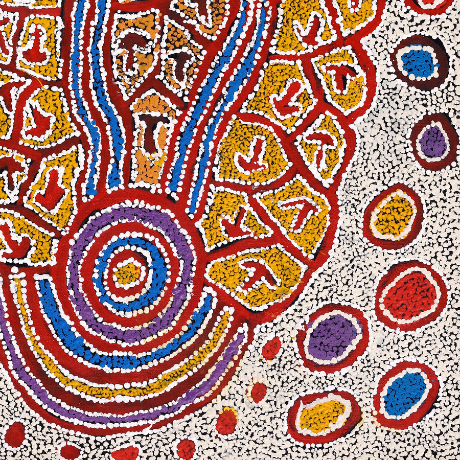 Aboriginal Artwork by Ormay Nangala Gallagher, Yankirri Jukurrpa (Emu Dreaming) - Ngarlikurlangu, 91x76cm