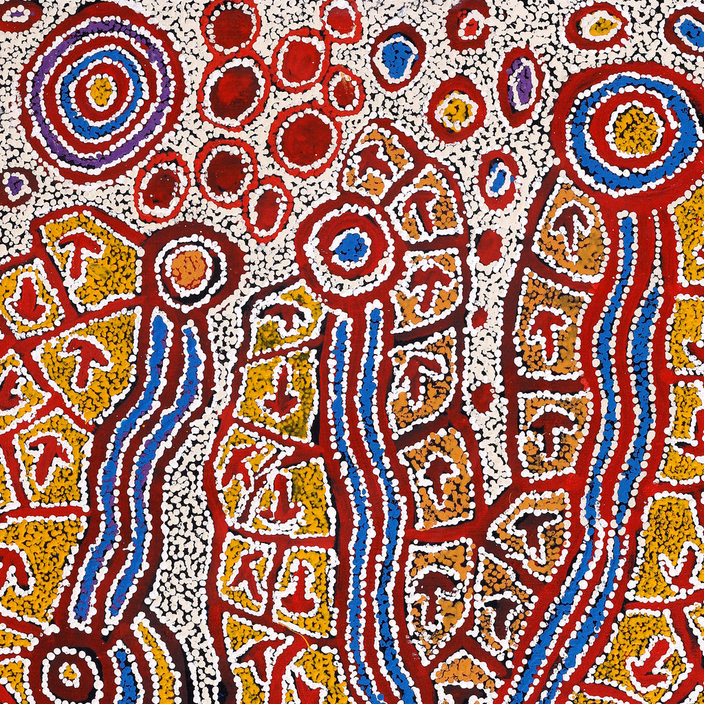 Aboriginal Artwork by Ormay Nangala Gallagher, Yankirri Jukurrpa (Emu Dreaming) - Ngarlikurlangu, 91x76cm