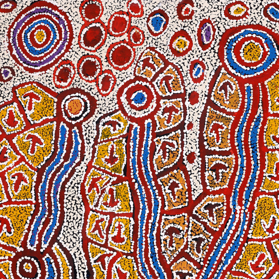 Aboriginal Artwork by Ormay Nangala Gallagher, Yankirri Jukurrpa (Emu Dreaming) - Ngarlikurlangu, 91x76cm