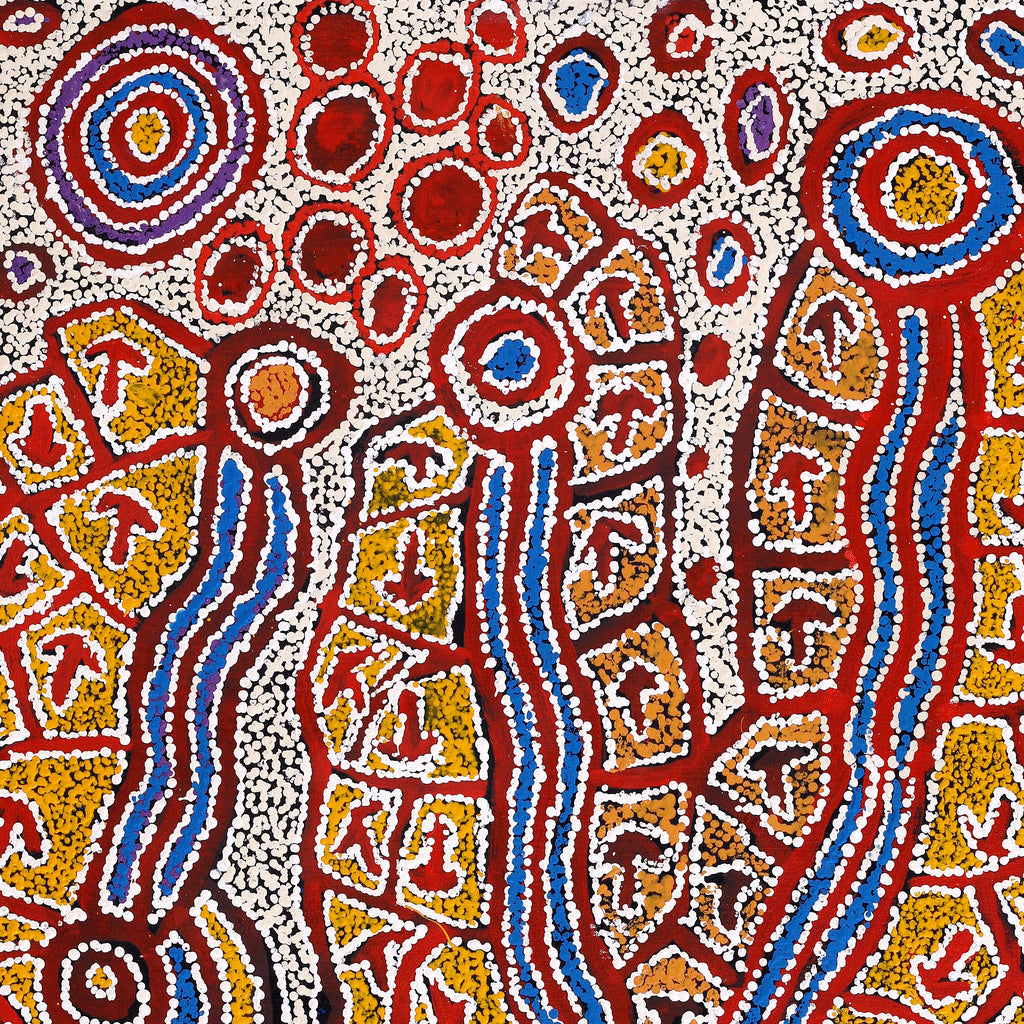 Aboriginal Art by Ormay Nangala Gallagher, Yankirri Jukurrpa (Emu Dreaming) - Ngarlikurlangu, 91x76cm - ART ARK®