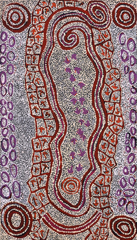 Aboriginal Artwork by Ormay Nangala Gallagher, Yankirri Jukurrpa (Emu Dreaming) - Ngarlikurlangu, 107x61cm