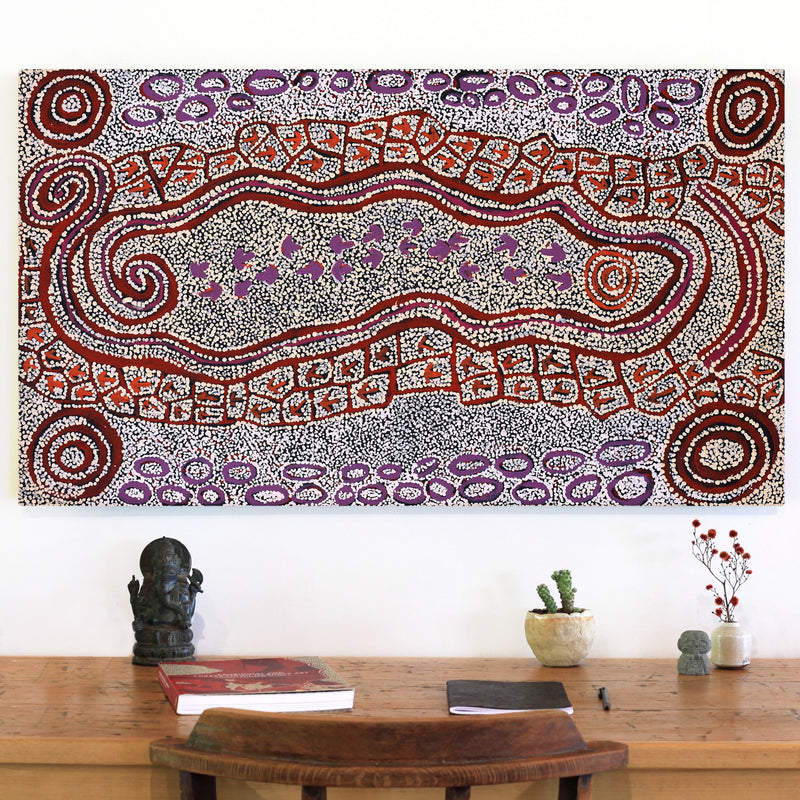 Aboriginal Artwork by Ormay Nangala Gallagher, Yankirri Jukurrpa (Emu Dreaming) - Ngarlikurlangu, 107x61cm