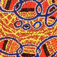 Aboriginal Artwork by Ormay Nangala Gallagher, Ngapa Jukurrpa (Water Dreaming) - Mikanji, 30x30cm