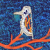 Aboriginal Artwork by Ormay Nangala Gallagher, Jurlpu kuja kalu nyinami Yurntumu-wana (Birds that live around Yuendumu), 30x30cm