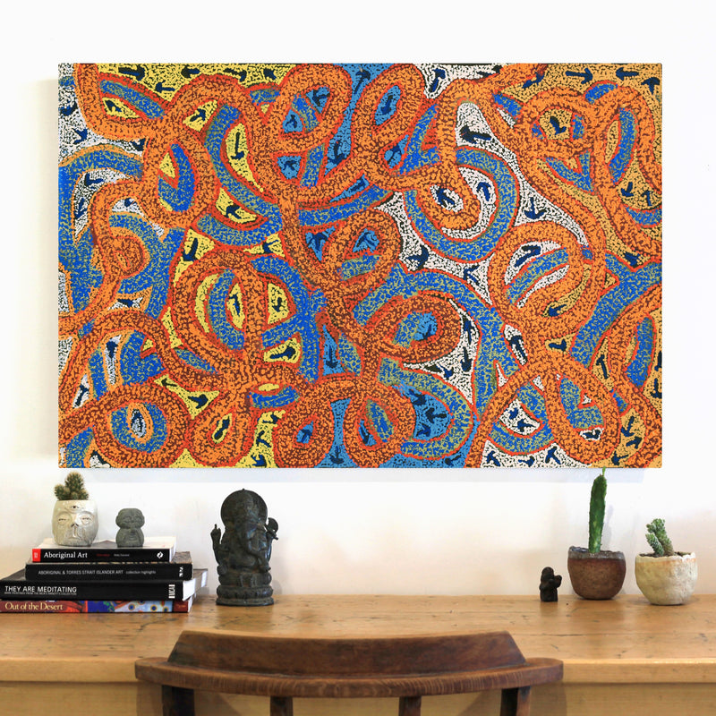 Aboriginal Artwork by Ormay Nangala Gallagher, Yankirri Jukurrpa (Emu Dreaming) - Ngarlikurlangu, 91x61cm