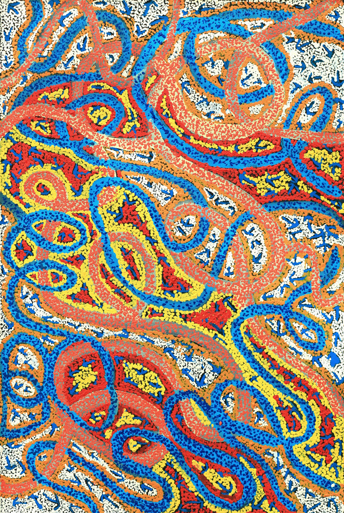 Aboriginal Artwork by Ormay Nangala Gallagher, Yankirri Jukurrpa (Emu Dreaming) - Ngarlikurlangu, 91x61cm