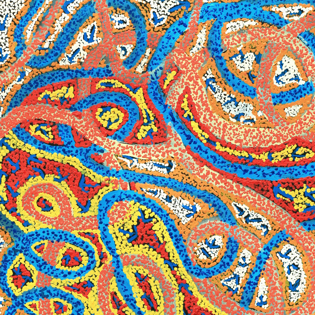 Aboriginal Artwork by Ormay Nangala Gallagher, Yankirri Jukurrpa (Emu Dreaming) - Ngarlikurlangu, 91x61cm - ART ARK®