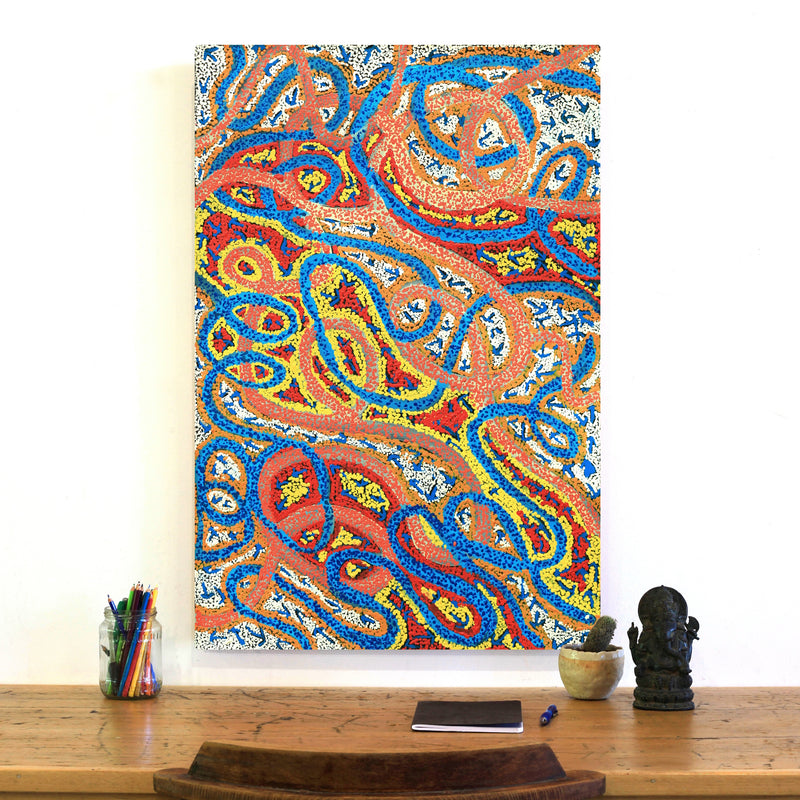 Aboriginal Artwork by Ormay Nangala Gallagher, Yankirri Jukurrpa (Emu Dreaming) - Ngarlikurlangu, 91x61cm