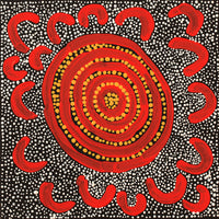 Aboriginal Art by Otto Jungarrayi Sims, Wangarlakurlu Jukurrpa (Crow Dreaming), 30x30cm - ART ARK®