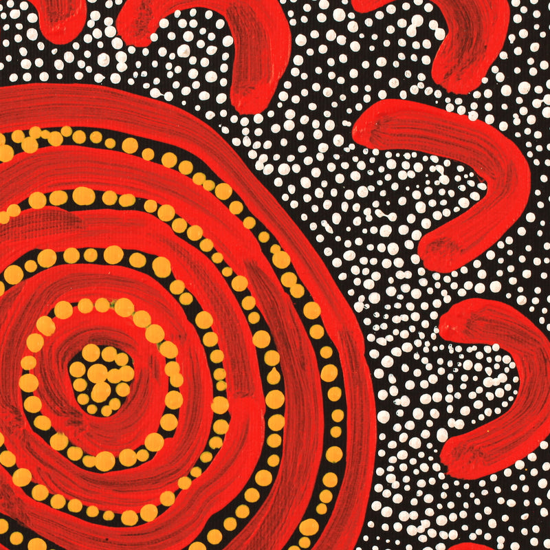 Aboriginal Artwork by Otto Jungarrayi Sims, Wangarlakurlu Jukurrpa (Crow Dreaming), 30x30cm