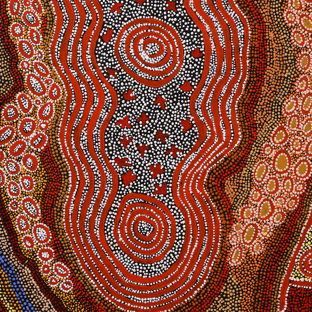 Aboriginal Artwork by Otto Jungarrayi Sims, Wangarlakurlu Jukurrpa (Crow Dreaming), 122x91cm