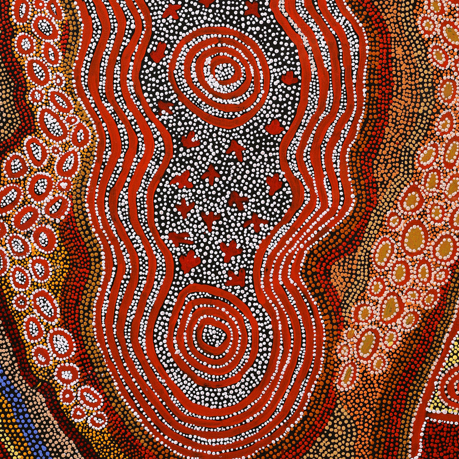 Aboriginal Artwork by Otto Jungarrayi Sims, Wangarlakurlu Jukurrpa (Crow Dreaming), 122x91cm