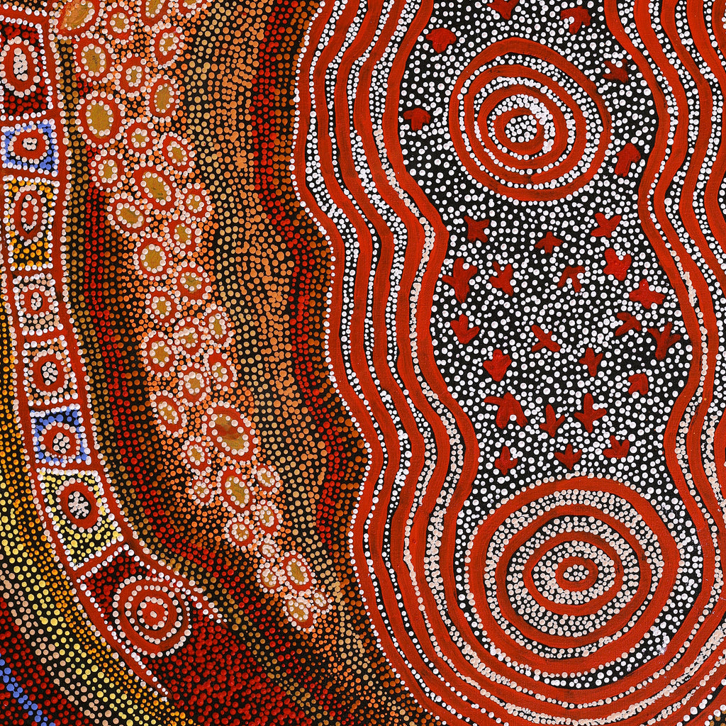 Aboriginal Artwork by Otto Jungarrayi Sims, Wangarlakurlu Jukurrpa (Crow Dreaming), 122x91cm