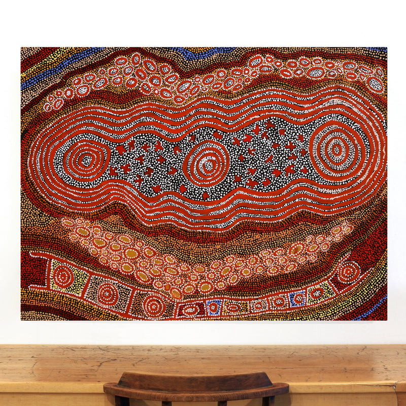 Aboriginal Artwork by Otto Jungarrayi Sims, Wangarlakurlu Jukurrpa (Crow Dreaming), 122x91cm