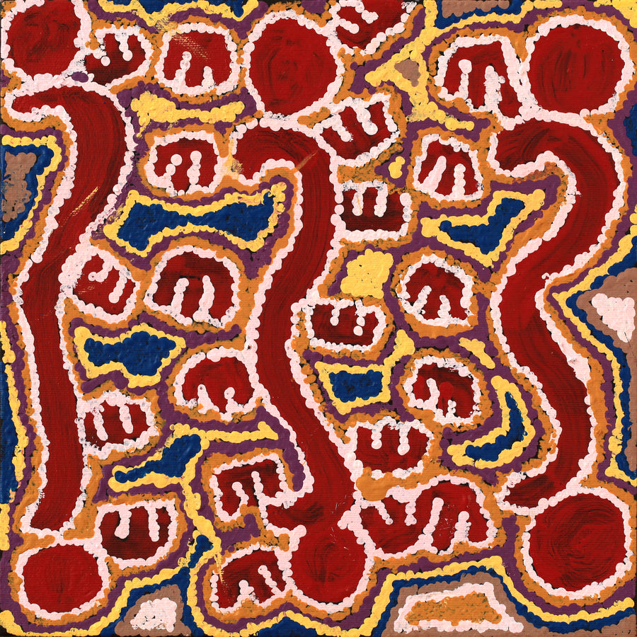Aboriginal Artwork by Pamela Napurrurla Walker, Janganpa Jukurrpa (Brush-tail Possum Dreaming) - Mawurrji, 30x30cm