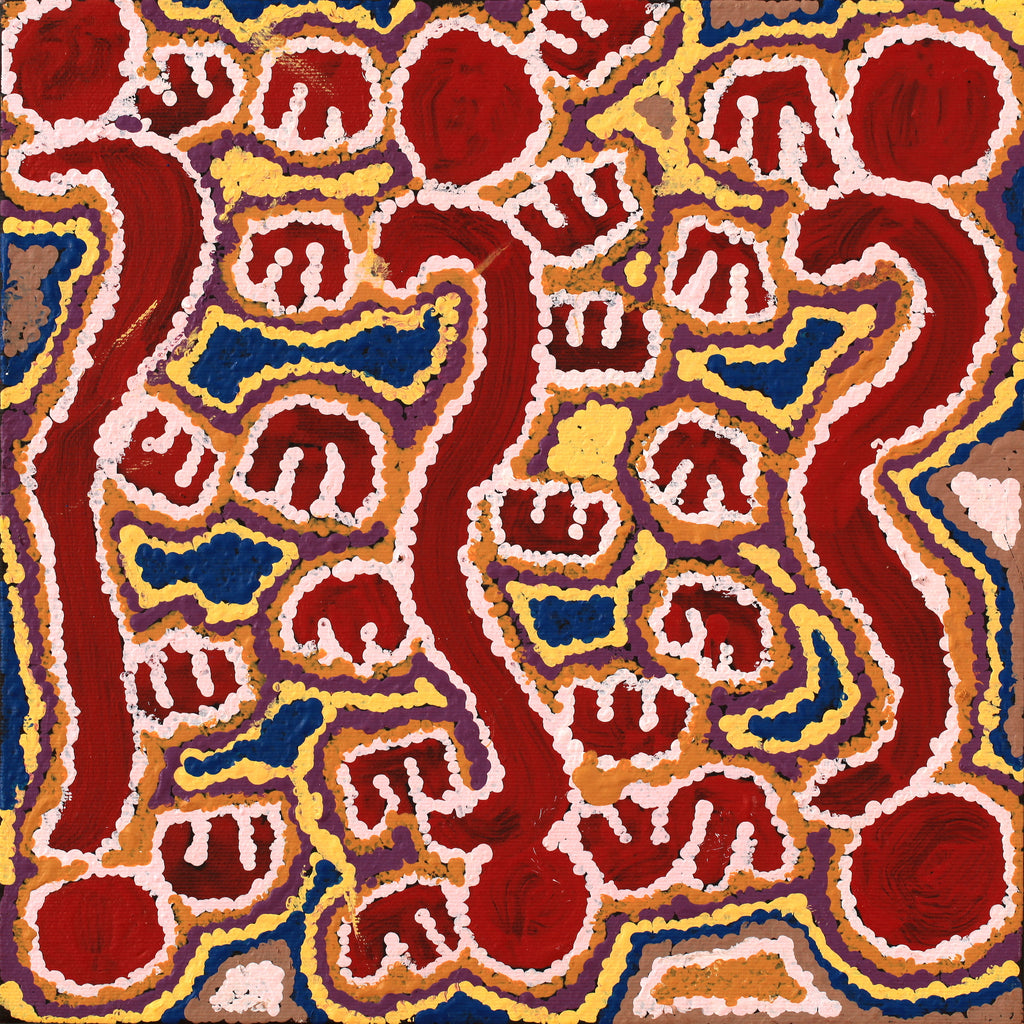 Aboriginal Art by Pamela Napurrurla Walker, Janganpa Jukurrpa (Brush-tail Possum Dreaming) - Mawurrji, 30x30cm - ART ARK®