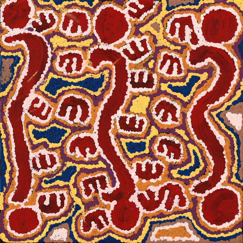 Aboriginal Artwork by Pamela Napurrurla Walker, Janganpa Jukurrpa (Brush-tail Possum Dreaming) - Mawurrji, 30x30cm
