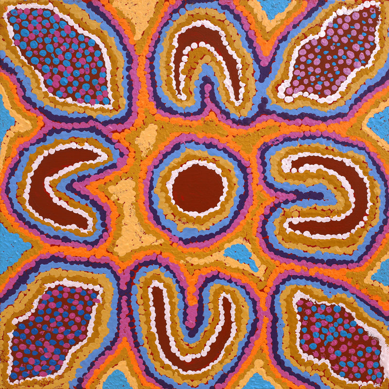 Aboriginal Artwork by Pamela Napurrurla Walker, Karnta Jukurrpa (Womens Dreaming), 30x30cm