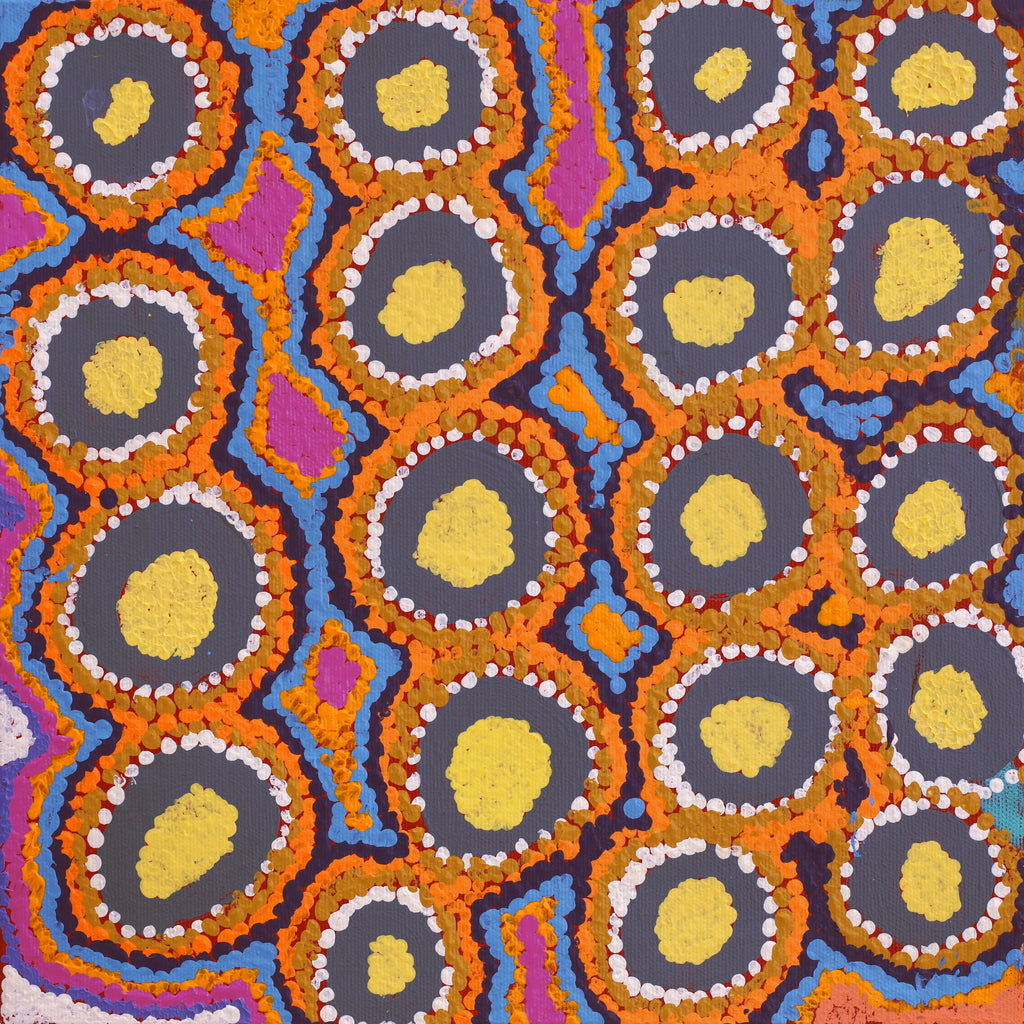 Aboriginal Artwork by Pamela Napurrurla Walker, Janganpa Jukurrpa (Brush-tail Possum Dreaming) - Mawurrji, 30x30cm